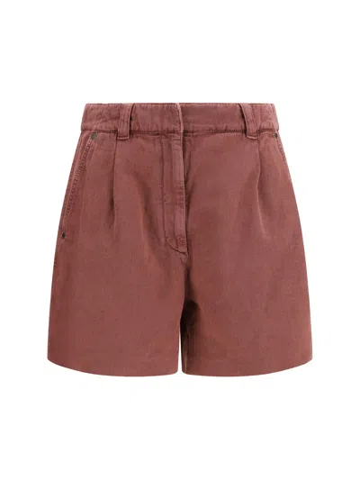 Brunello Cucinelli Linen Shorts In Brown