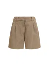 Brunello Cucinelli Baggy Shorts Pleated Front Belt Loops Pockets In Brown