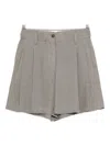 Brunello Cucinelli Women Tailored Linen Bermuda Shorts With Double Pleats In Gray