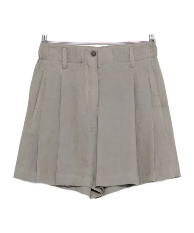 Brunello Cucinelli Linen Shorts In Gray