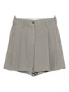 Brunello Cucinelli Women Tailored Linen Bermuda Shorts With Double Pleats In Gray