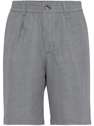 Brunello Cucinelli Linen Bermuda Shorts In Grey