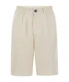 Brunello Cucinelli Classic Bermuda Shorts In Lightweight Linen Canvas In Nude
