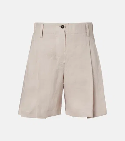 Brunello Cucinelli Linen Shorts In Neutral