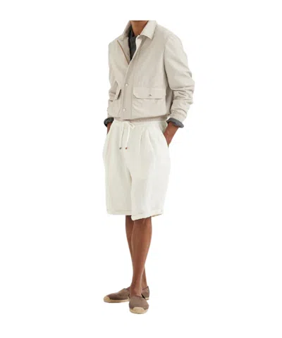 Brunello Cucinelli Linen Shorts In White