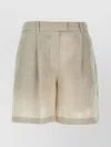Brunello Cucinelli Linen Shorts With Back Pockets And Belt Loops