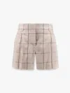 Brunello Cucinelli Shorts In Lino Con Ricamo Paillettes In Beige