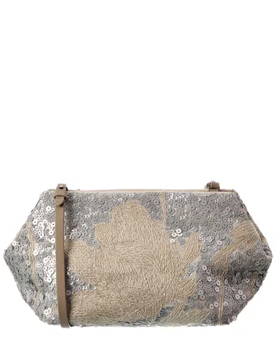 Brunello Cucinelli Linen Shoulder Bag In Gray