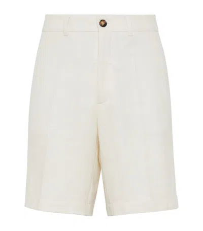 Brunello Cucinelli Linen-silk-blend Bermuda Shorts In White