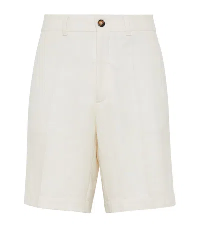 Brunello Cucinelli Linen-silk-blend Bermuda Shorts In Panama