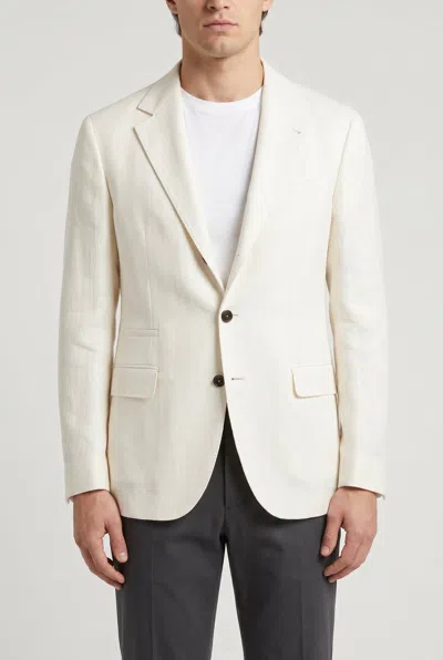 Brunello Cucinelli Linen Silk Blend Blazer In Off White