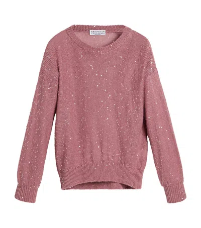 BRUNELLO CUCINELLI LINEN-SILK DIAMOND-YARN SWEATER
