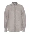 Brunello Cucinelli Linen-silk Organza Stripe Shirt In Multi
