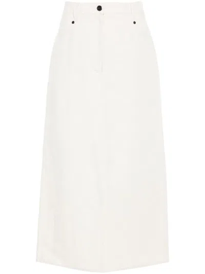 Brunello Cucinelli Linen-blend Straight Skirt In Beige