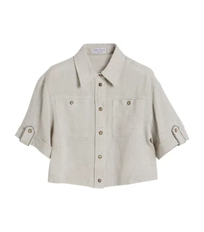 BRUNELLO CUCINELLI LINEN SPARKLING CANVAS SHIRT