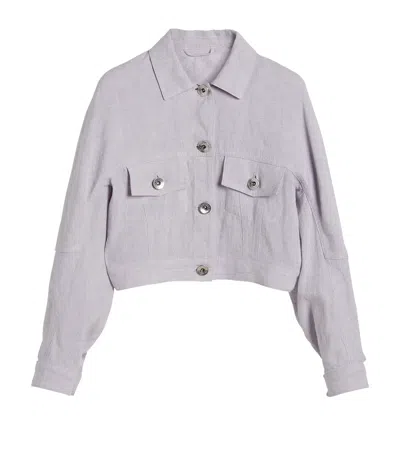 Brunello Cucinelli Kids' Linen Sparkling Canvas Shirt Jacket In Purple