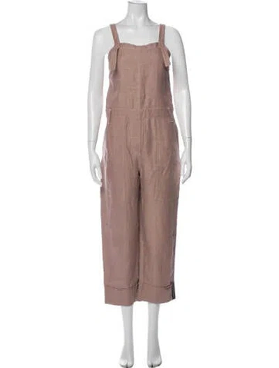 Pre-owned Brunello Cucinelli Linen Square Neckline Jumpsuit In Neutral
