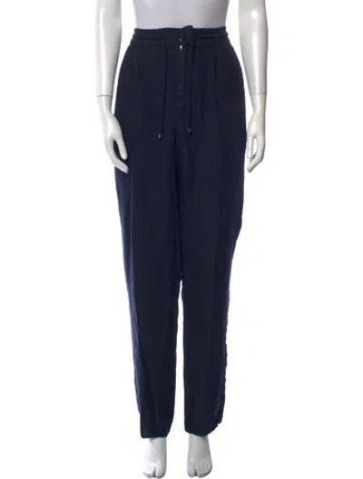 Pre-owned Brunello Cucinelli Linen Straight Leg Pants In Blue