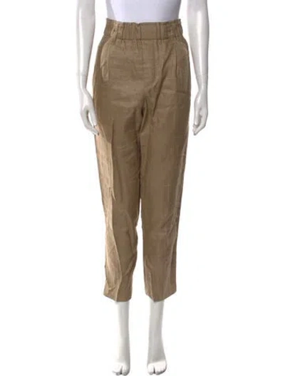 Pre-owned Brunello Cucinelli Linen Straight Leg Pants In Brown