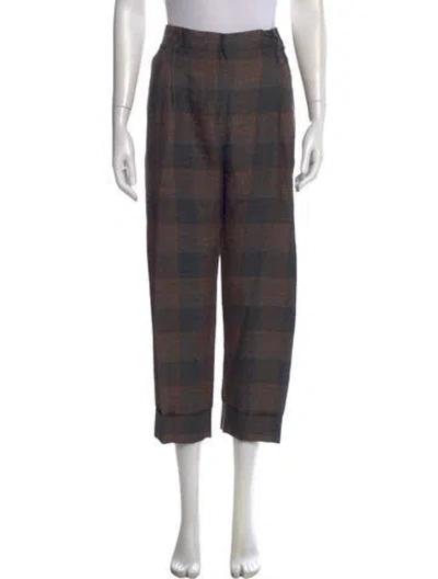 Pre-owned Brunello Cucinelli Linen Straight Leg Pants In Brown