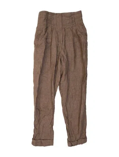 Pre-owned Brunello Cucinelli Linen Straight Leg Pants In Brown