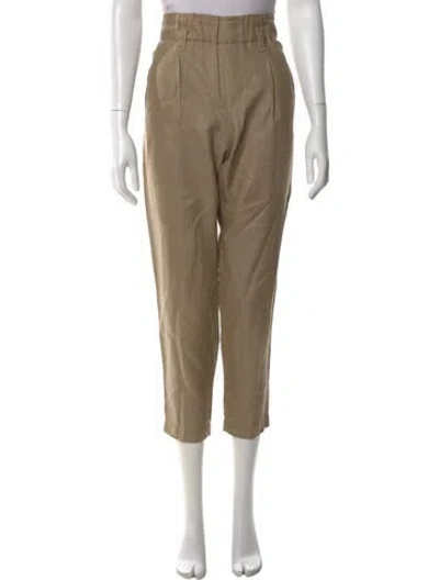 Pre-owned Brunello Cucinelli Linen Straight Leg Pants In Brown