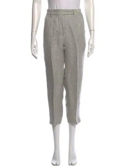 Pre-owned Brunello Cucinelli Linen Straight Leg Pants In Gray