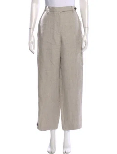 Pre-owned Brunello Cucinelli Linen Straight Leg Pants In Neutral