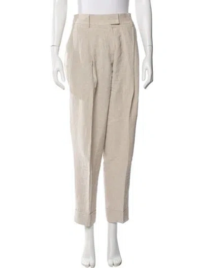 Pre-owned Brunello Cucinelli Linen Straight Leg Pants In Neutral