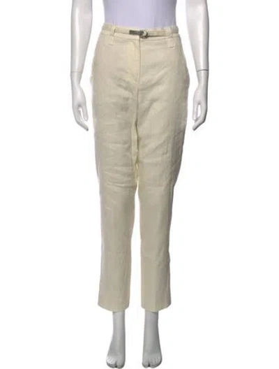 Pre-owned Brunello Cucinelli Linen Straight Leg Pants In Neutrals