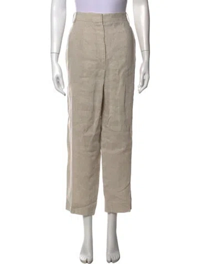 Pre-owned Brunello Cucinelli Linen Straight Leg Pants In Neutrals