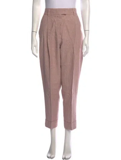 Pre-owned Brunello Cucinelli Linen Straight Leg Pants In Pink