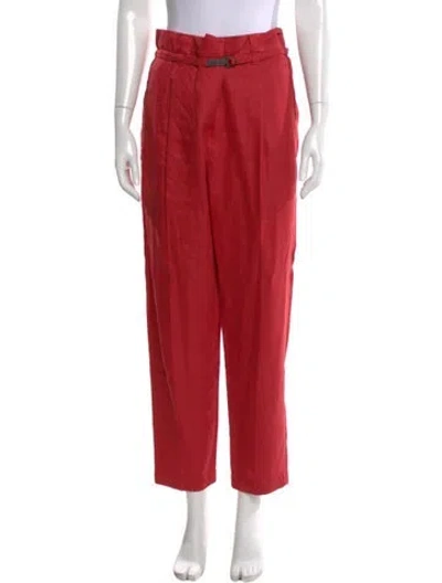 Pre-owned Brunello Cucinelli Linen Straight Leg Pants In Red