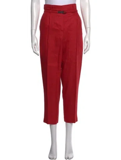 Pre-owned Brunello Cucinelli Linen Straight Leg Pants In Red