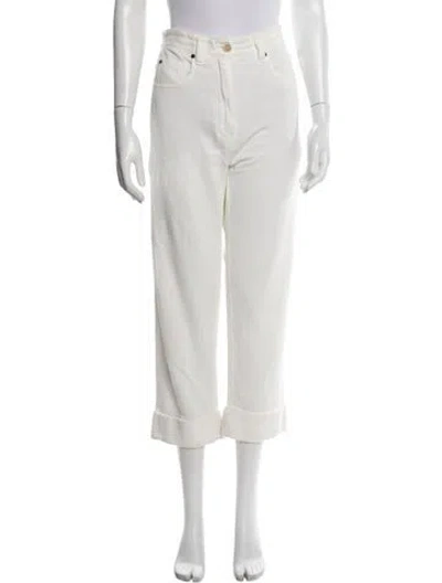 Pre-owned Brunello Cucinelli Linen Straight Leg Pants In White