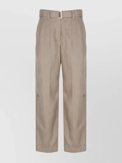 BRUNELLO CUCINELLI LINEN STRAIGHT LEG TROUSERS WITH FRONT PLEATS