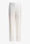 Brunello Cucinelli Linen Straight Pants In White