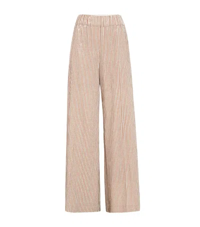 Brunello Cucinelli Linen Stripe-embellished Trousers In Rope