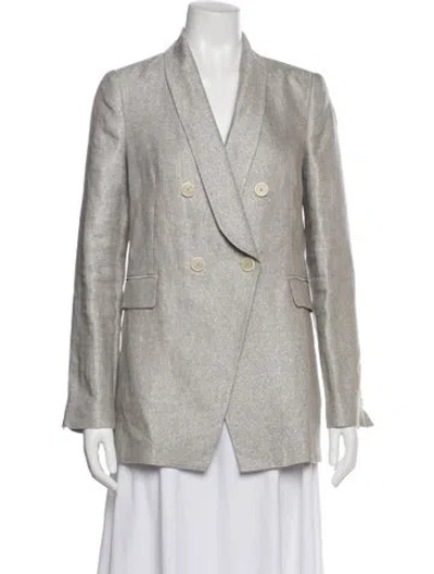 Pre-owned Brunello Cucinelli Linen Striped Blazer In Gray
