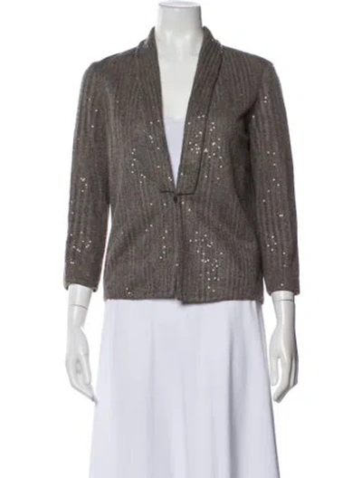 Pre-owned Brunello Cucinelli Linen Striped Blazer In Gray