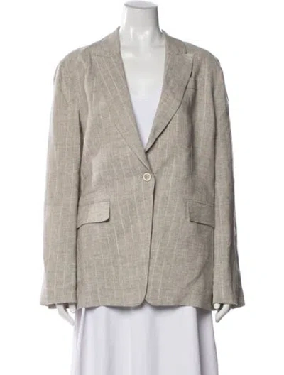 Pre-owned Brunello Cucinelli Linen Striped Blazer In Gray