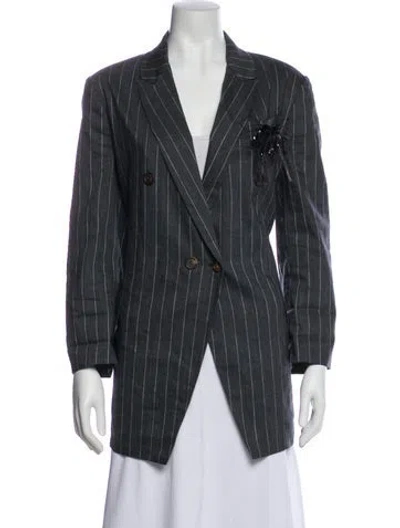 Pre-owned Brunello Cucinelli Linen Striped Blazer In Multi