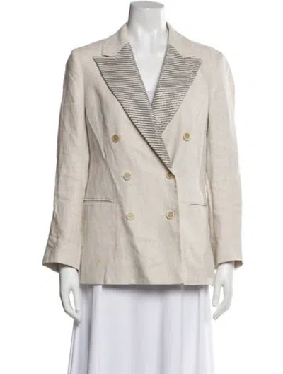 Pre-owned Brunello Cucinelli Linen Striped Blazer In Neutral