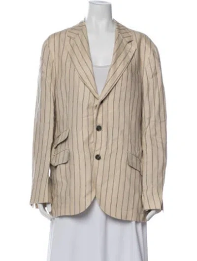 Pre-owned Brunello Cucinelli Linen Striped Blazer In Neutral