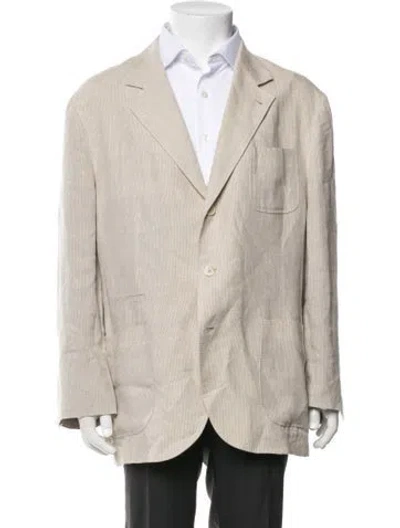 Pre-owned Brunello Cucinelli Linen Striped Blazer In Neutrals