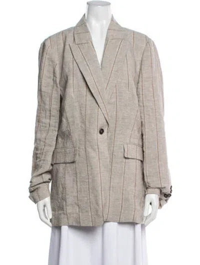 Pre-owned Brunello Cucinelli Linen Striped Blazer In Neutrals