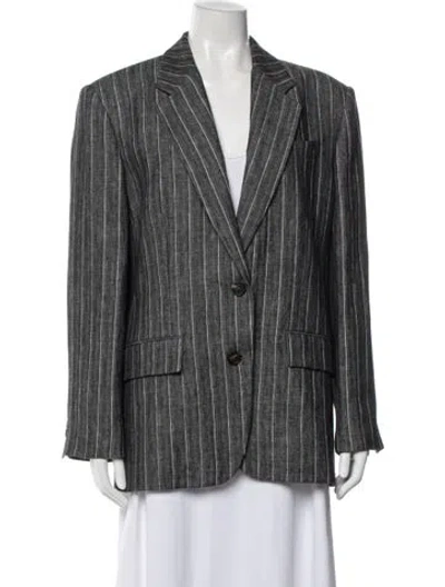 Pre-owned Brunello Cucinelli Linen Striped Blazer W/ Tags In Gray