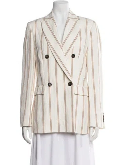 Pre-owned Brunello Cucinelli Linen Striped Blazer W/ Tags In Neutral