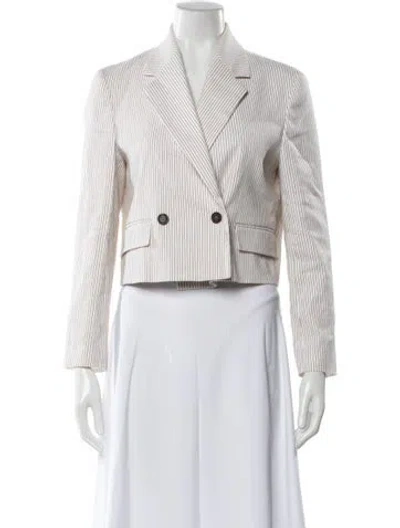 Pre-owned Brunello Cucinelli Linen Striped Blazer In White