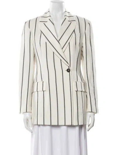 Pre-owned Brunello Cucinelli Linen Striped Blazer In White